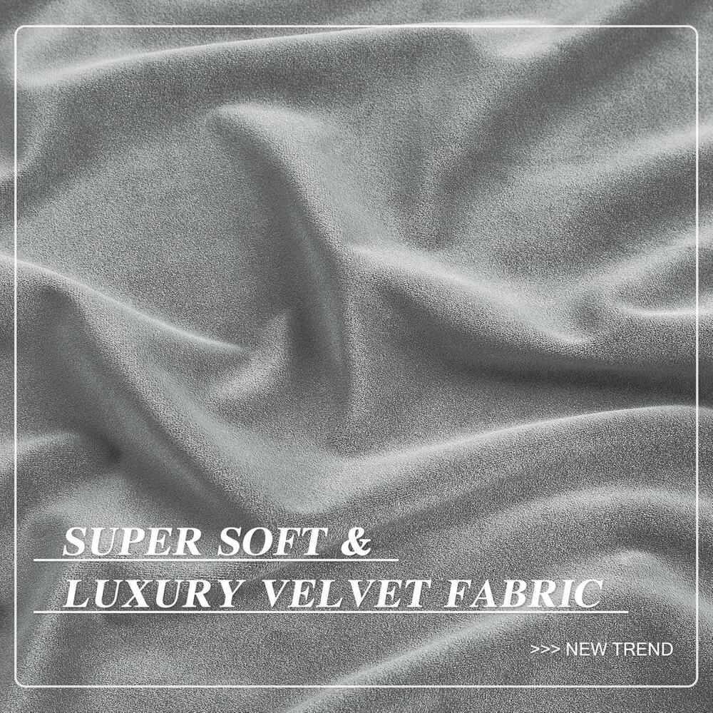 Blackout Velvet Curtains Gray 84in 2 Panels Noise-Reducing Thermal Insulated - Picture 5 of 5